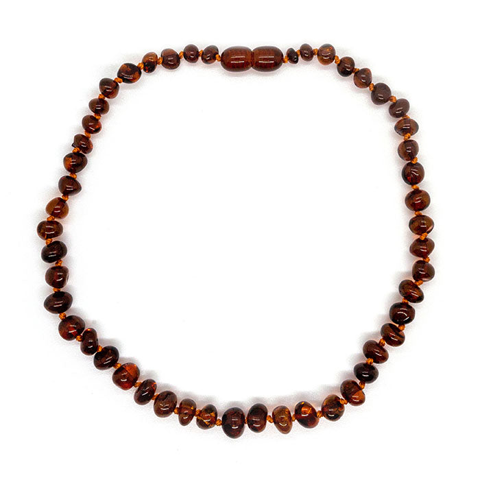 Baby Baltic Amber Necklace - Polished Cognac Baltic Amber Necklace For Baby, Infant.