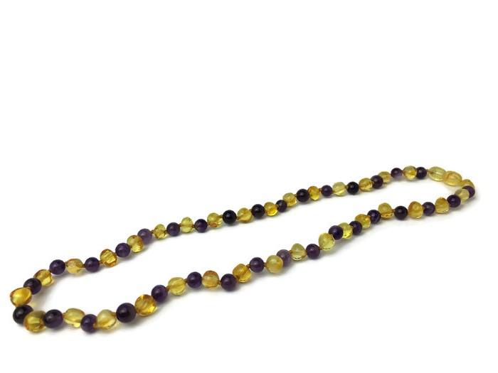 Polished Lemon Amethyst 17 Or 18 Inch Baltic Amber Necklace