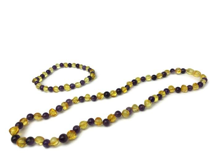 Polished Lemon Amethyst 17 Or 18 Inch Baltic Amber Necklace