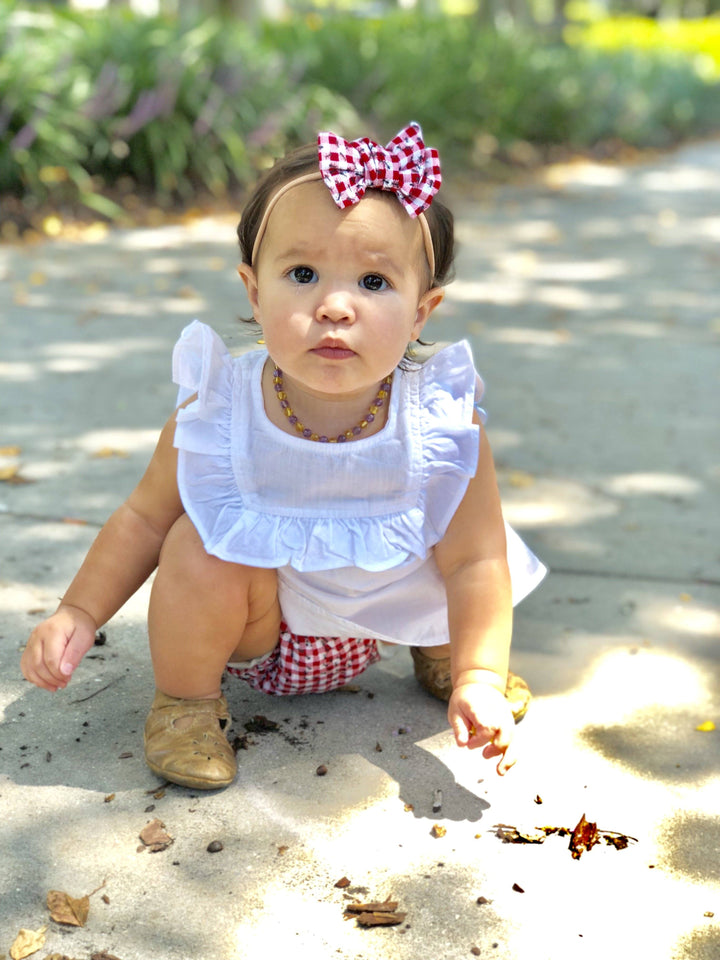 Polished Lemon Amethyst Baltic Amber Necklace For Newborn Baby, Infant, Toddler