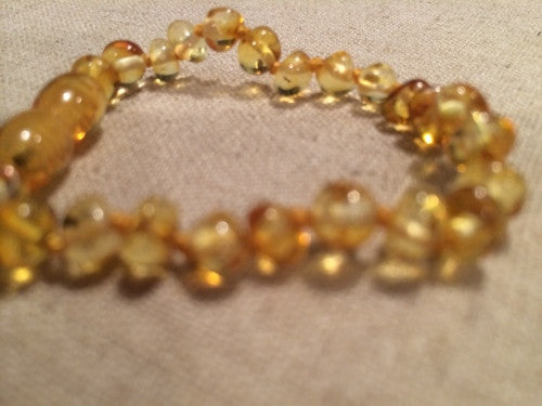 Polished Lemon Baltic Amber Bracelet For Baby, Infant, Toddler, Big Kid