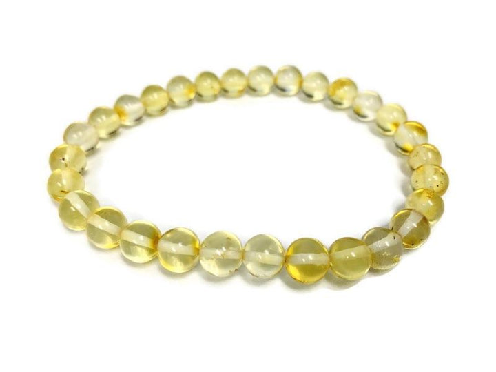 Polished Lemon Baltic Amber Bracelet For Teen Or Adult Stretch 7 To 7.5 8.25 Inches