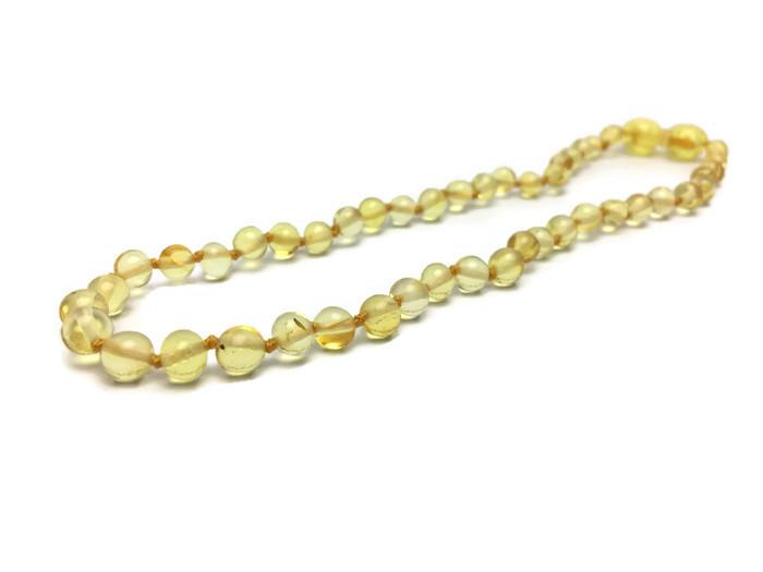 Polished Lemon Baltic Amber Necklace For Baby, Infant, Toddler, Big Kid.