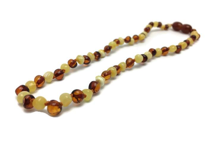 Polished Mlk & Cognac Baltic Amber Necklace