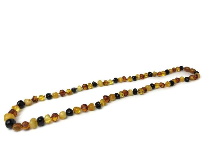 Polished Multi 21 Inch Baltic Amber Necklace For Big Kid, Child, Or Adult