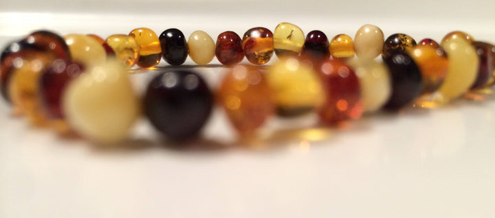 Polished Multi Baltic Amber Bracelet For Teen, Or Adult