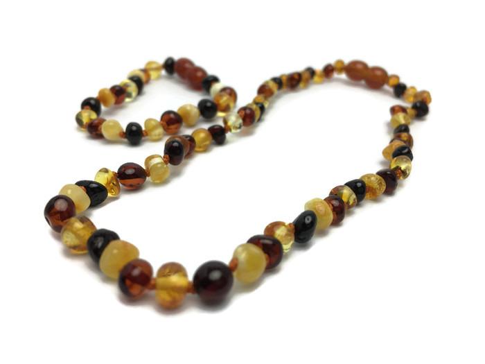 Polished Multi Baltic Amber Necklace For Baby, Infant, Toddler, Big Kid.