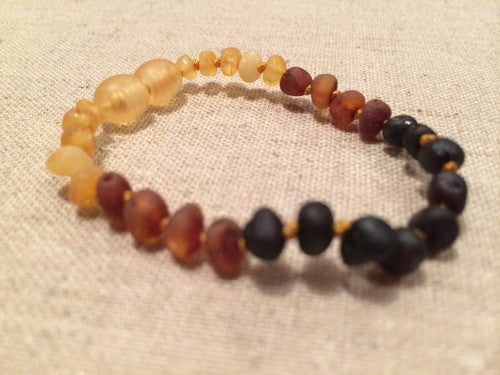 Raw 5.5 Inch Rainbow Baltic Amber Bracelet For Baby, Infant, Toddler, Big Kid, Child