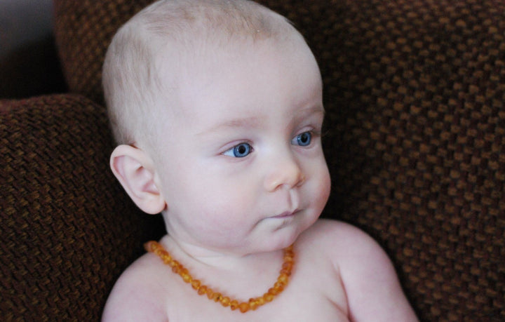 Raw Honey Bean 11 Inch POP Baltic Amber Teething Necklace Baby