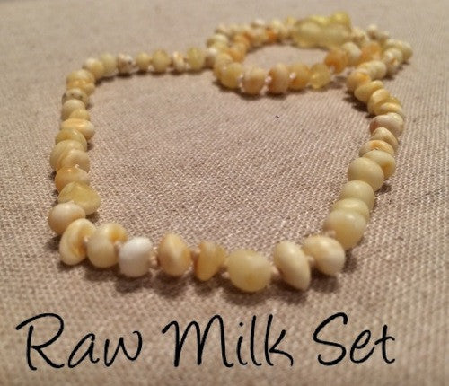 Raw Milk SET Baltic Amber Necklace For Baby, Infant, Toddler, Big Kid.