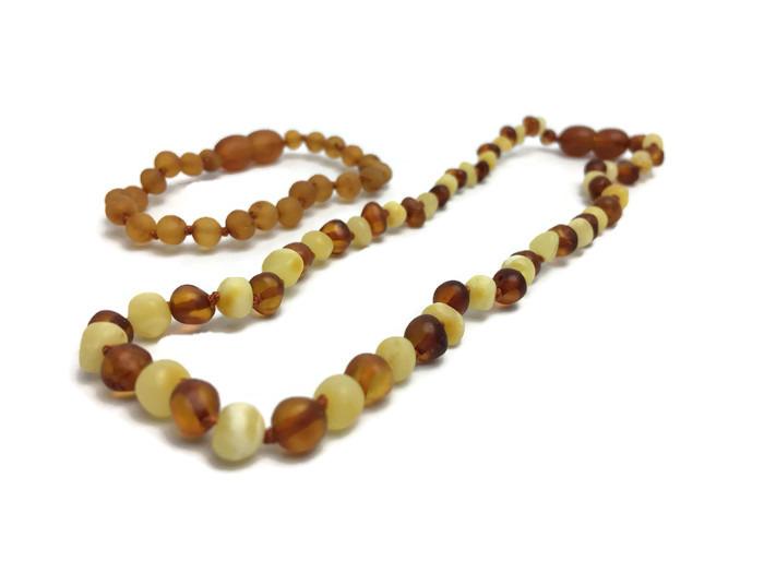 Raw UnPolished 12.5” Milk Cognac Baltic Amber Necklace