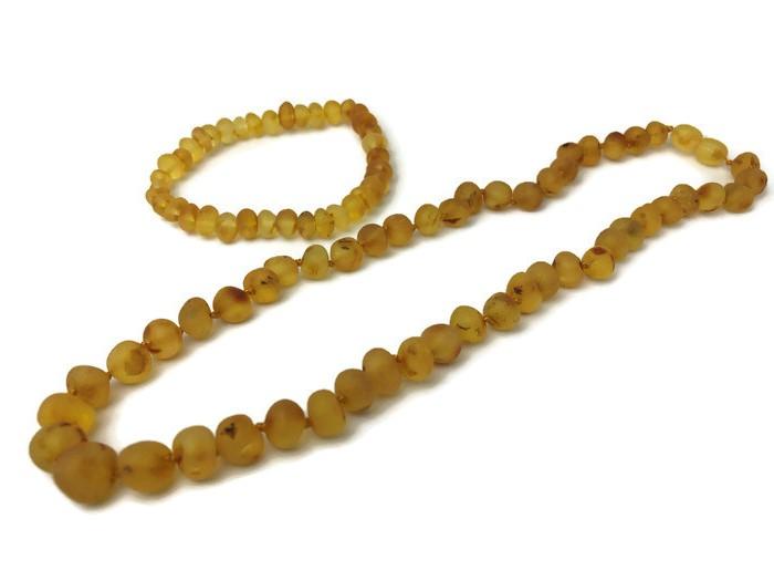 Raw Unpolished 17 Inch Honey Baltic Amber Necklace For Big Kid, Child, Teen, Or Adult