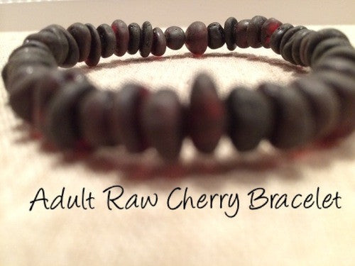Raw Unpolished Cherry Baltic Amber Bracelet For Big Kid, Child, Or Adult