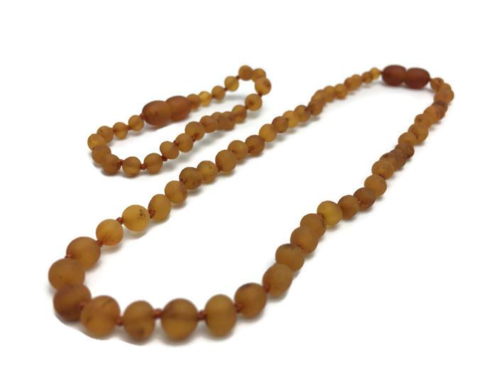 Raw UnPolished Cognac Baltic Amber Necklace For Baby, Infant, Toddler, Big Kid.
