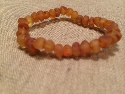 Raw Unpolished Honey Stretch Baltic Amber Bracelet For Baby, Infant, Toddler, Big Kid, Child