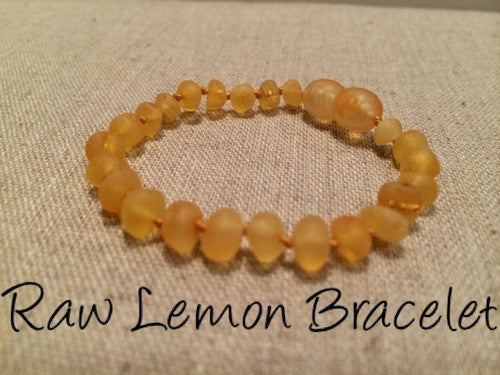 Raw Unpolished Lemon Baltic Amber Bracelet For Baby, Infant, Toddler, Big Kid, Child