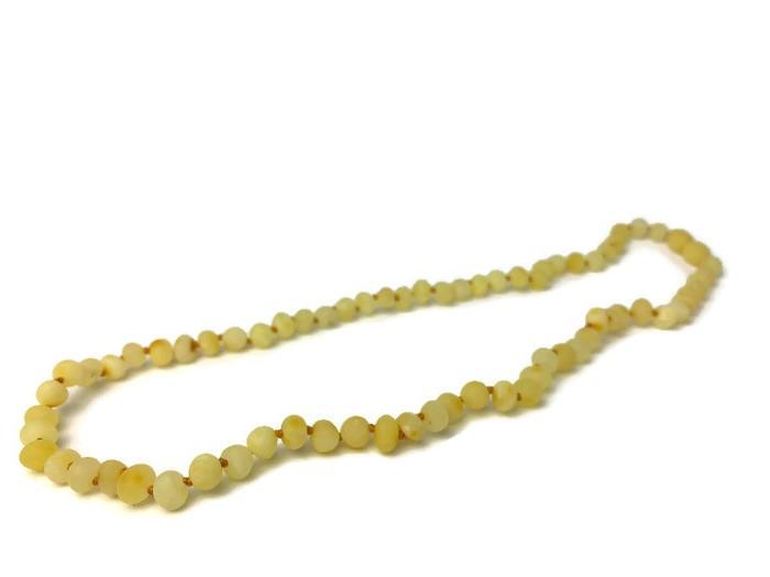 Raw Unpolished Milk Baltic Amber Necklace For Big Kid, Child, Or Adult