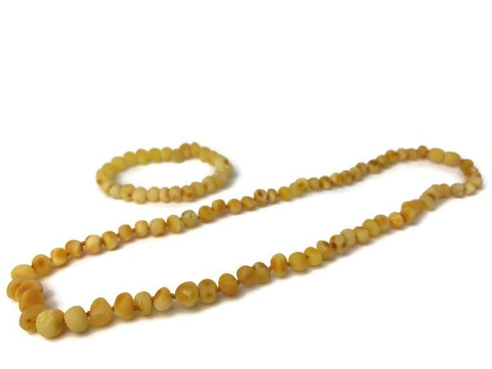 Raw Unpolished Milk Baltic Amber Necklace For Big Kid, Child, Or Adult