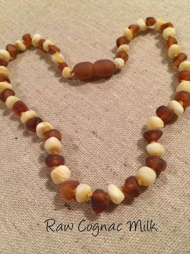 Raw UnPolished Milk Cognac Baltic Amber Necklace For Baby, Infant, Toddler, Big Kid.