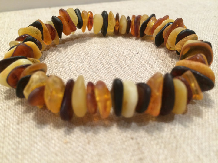 7.5" Raw Unpolished Large Multi Baltic Amber Bracelet Maximum Effectiveness