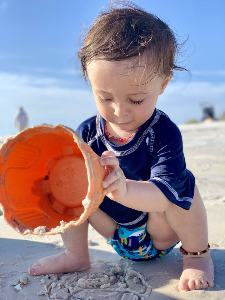 Raw Unpolished Multi Baltic Amber Bracelet For Baby, Infant, Toddler, Big Kid