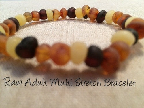 Raw Unpolished Multi Baltic Amber Bracelet For Big Kid, Child, Or Adult
