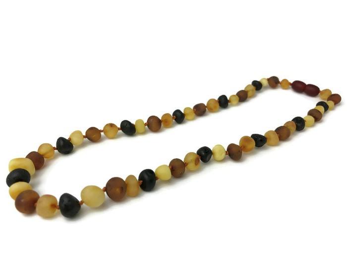 Raw Unpolished Multi Baltic Amber Necklace For Big Kid, Child, Or Adult