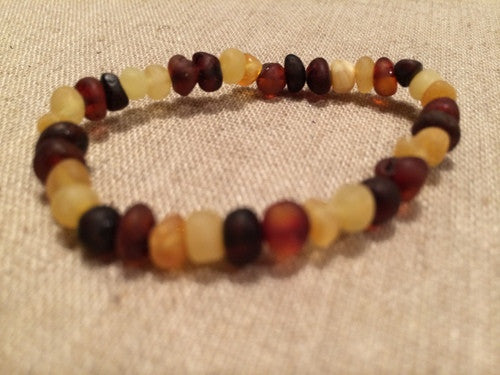Raw Unpolished Multi Stretch Baltic Amber Bracelet For Baby, Infant, Toddler, Big Kid, Child