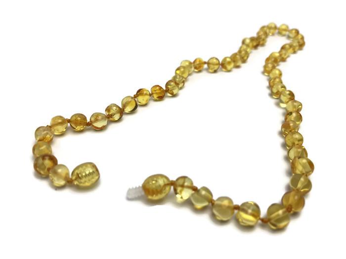 SET Baltic Amber Polished Lemon Pink Rose Quartz 17-18 Inch Necklace AND Bracelet For Teen